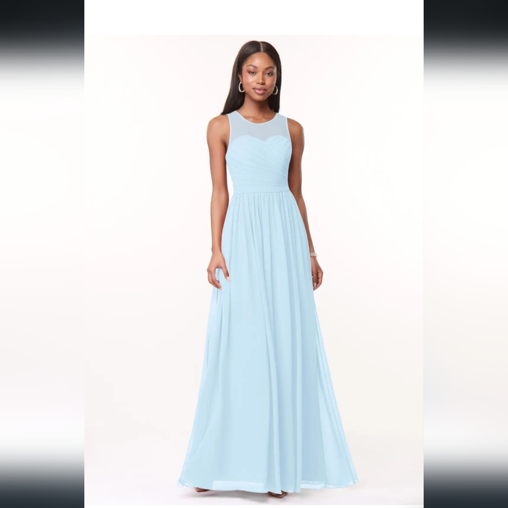 Azazie Nina A-Line Pleated Chiffon Dress